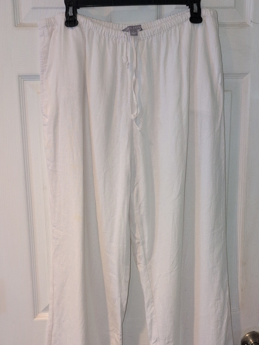 CLEARANCE! Valerie Stevens White Drawstring Wide-Leg Pants